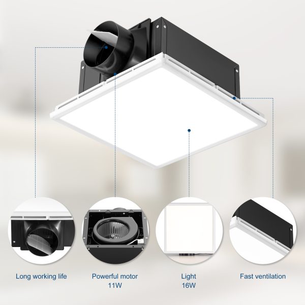 1.5-Sones 80-CFM Black Decorative Lighted Bathroom Ventilator fan